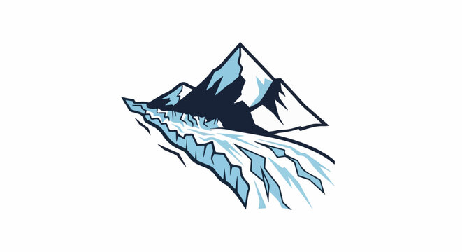 Stylized mountains with a cascading glacier or waterfall
