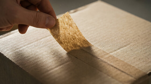 Hand sealing eco-friendly kraft paper package with natural adhesive tape