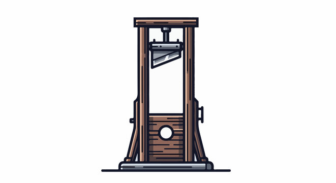 Wooden guillotine with metal blade and platform