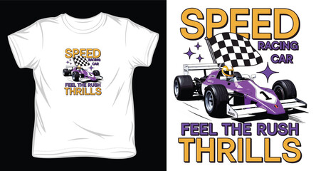 Obraz premium Speed car racing sport with formula vehicle checkered flag and racing elements for thrill seekers