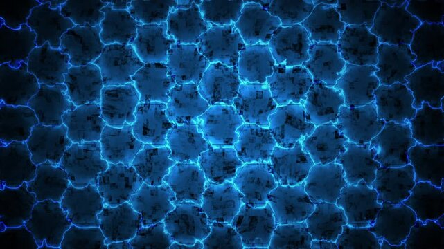 Blue glowing hexagon grid seamless technology background