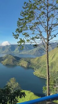 Viewpoint Over Lake Toba and Samosir Island in Sumatra, Indonesia