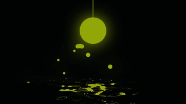 Glowing hanging lamp and fireflies with water in magical winter animation. seamless looping overlay 4k virtual video animation background.