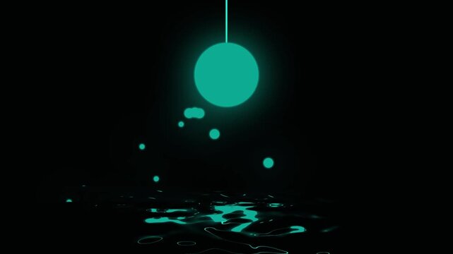 Glowing hanging lamp and fireflies with water in magical winter animation. seamless looping overlay 4k virtual video animation background.