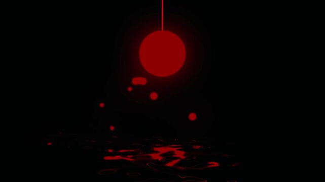 Glowing hanging lamp and fireflies with water in magical winter animation. seamless looping overlay 4k virtual video animation background.