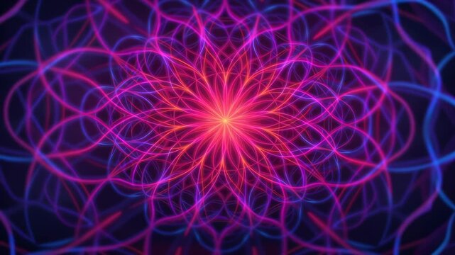 Celtic tree of life, glowing intricate symmetrical neon pattern with vibrant colors