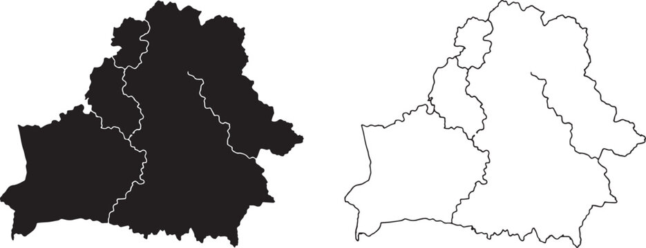 Map of Belarus with regions outlined in white lines