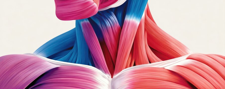 Detailed anatomical illustration of human neck muscles for medical and educational use