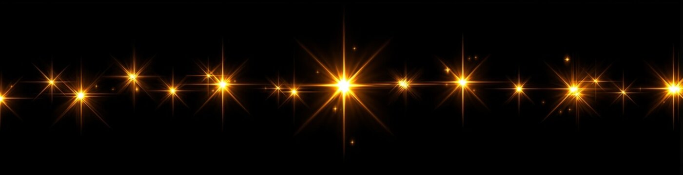 set of glowing lights effect with yellow stars on a transparent background, vector illustration. high-definition, captured with a canon eos camera, in a realistic photography style. 