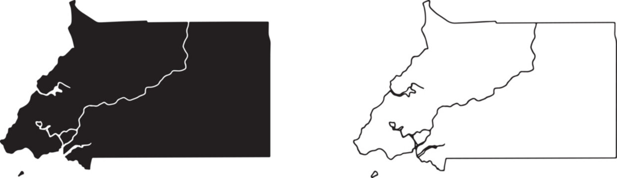 West Virginia state map outline and solid black versions side by side