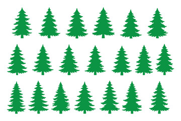 Obraz premium Christmas Tree Clipart Bundle – Simple Line & Filled Icons