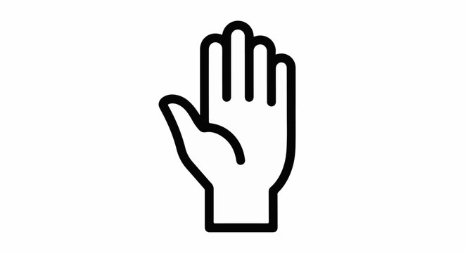 Simple black outline of a right hand with fingers extended upwards