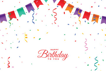 Obraz premium Happy birthday white background with colorful bunting