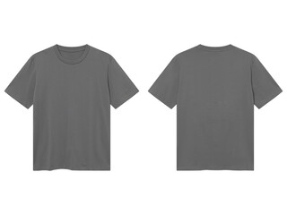 Naklejka premium Two front view gray short sleeve tshirts with round necks on white background clothing apparel