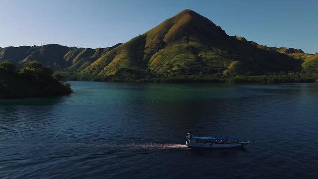 Aerial View of Kelor Island and Savanna Hills in Komodo National Park, Flores, Indonesia