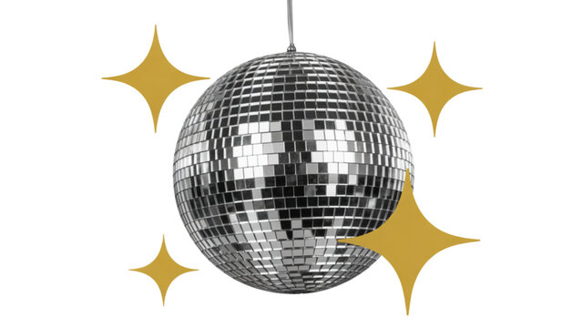 Elegant disco ball with golden starburst accents and reflective surface Vector