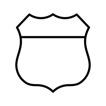 USA interstate empty road sign, shield black outline editable stroke. Vector