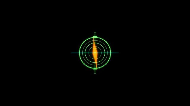Scanning moving target shape with alpha channel Compass HUD Circle User interface on isolated black background