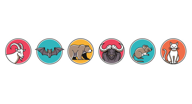 Cartoon animal icons set for various design projects and applications
