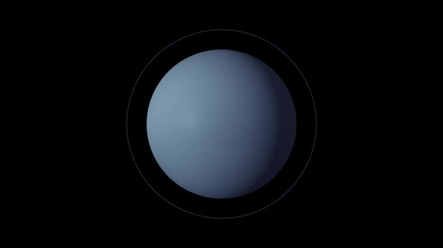 Realistic animation of planet uranus rotating in deep space celestial background blue gas giant