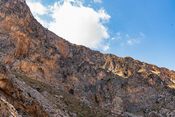 Fototapeta premium The landscape of sharp mountain peaks in Kourtaliotiko Gorge on the Greek island of Crete