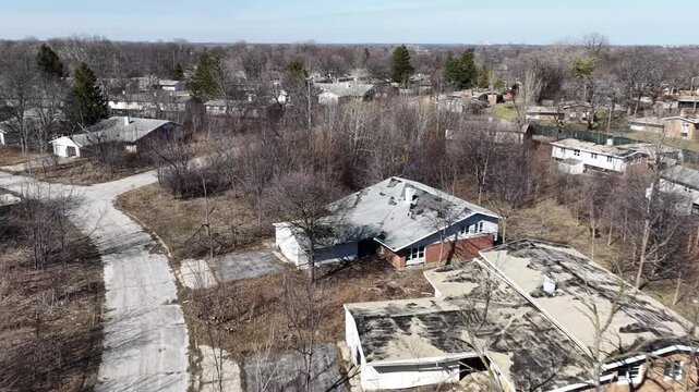 Abandoned Neighborhood with Dilapidated Homes