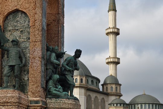 Republic Monument on Taksim square in Istanbul, Turkey