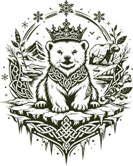 Royal Bear Cub Celtic Ice Winter Illustration © Mohammad Graphics
