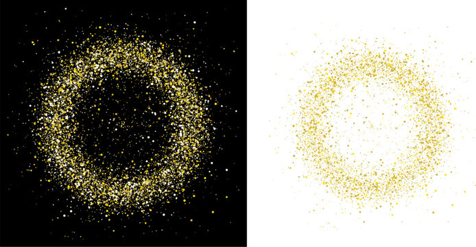 Gold glitter circle frame set isolated on black and white background for holiday design isolated on transparent background, isolated on white background, Vector