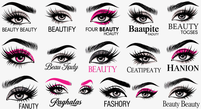 Eyes illustrations with makeup styles for beauty and fashion concepts