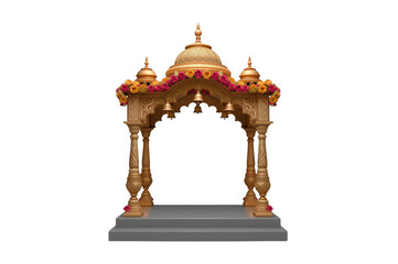 Fototapeta premium Golden ornate mandap with bells and flowers