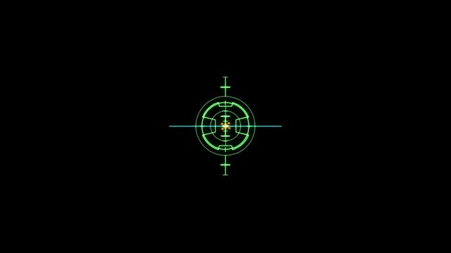 Scanning moving target shape with alpha channel Green HUD Circle User interface on isolated black background
