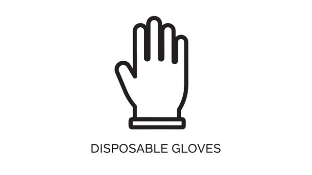 a simple black line drawing of a hand wearing a disposable glove on a white background, representing protection and hygiene