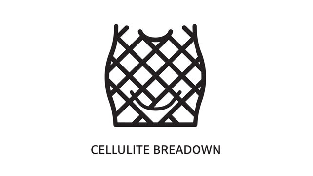 A black line art illustration depicting the breakdown of cellulite, potentially used for educational or marketing materials related to skincare, wellness, or health.