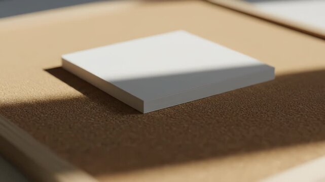 Blank white square card mockup on a textured brown surface