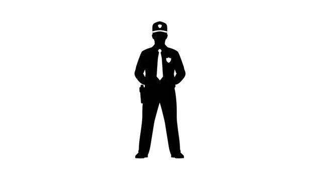 Police officer silhouette standing with hands on hips uniform