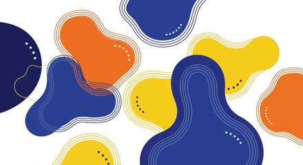 Fototapeta premium Abstract organic shapes in vibrant colors with outline details.
