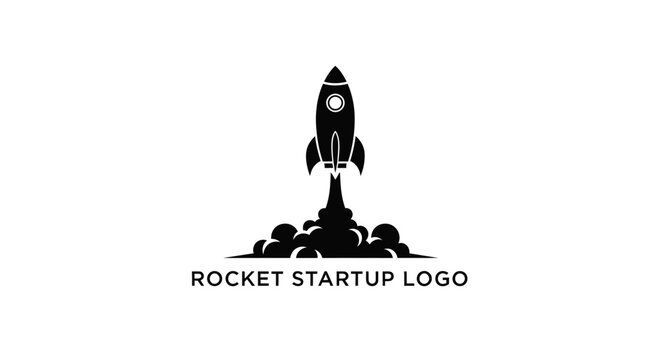 Black Rocket Ship Startup Logo Design.