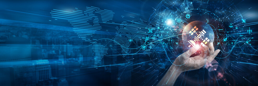 Hands of a scientist hold Space Technology blueprints. Advanced satellite systems and aerospace engineering drive cosmic exploration, satellite communication, and planetary research.