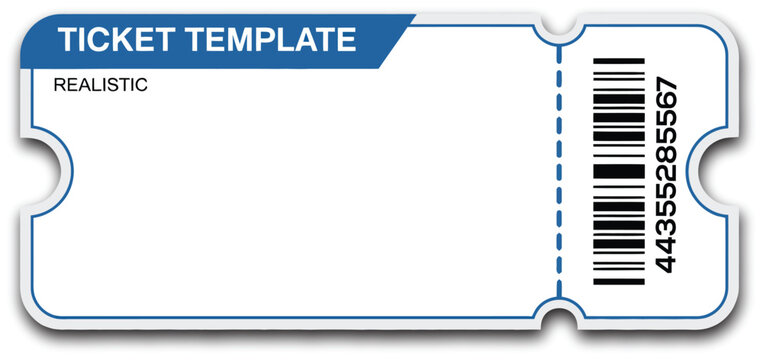 Ticket template mockup illustration, blank vector set for theater airplane cinema train circus sport and football invitation coupons isolated.