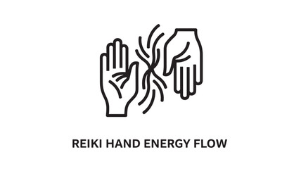 Obraz premium Minimalist black and white line art depicting Reiki hand energy flow, ideal for wellness, holistic health, meditation, and spiritual healing content in marketing and educational materials.