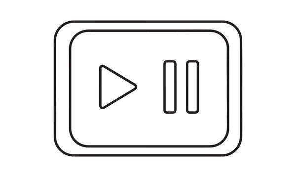 Media player interface with play and pause buttons line icon