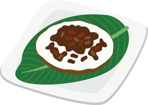 indonesian food serabi oncom cartoon illustration