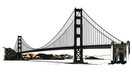Fototapeta premium A striking illustration depicts the golden gate bridge in san francisco california presented as a bold silhouette high quality professional detailed