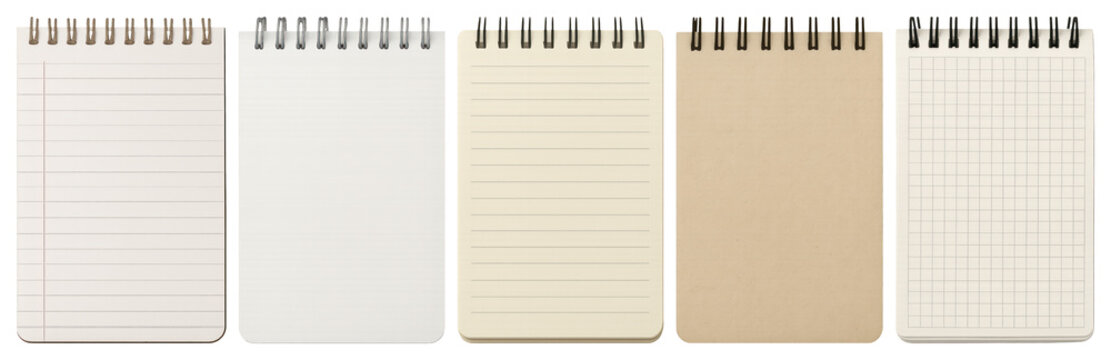 PNG Assorted spiral notepads with patterns, transparent background