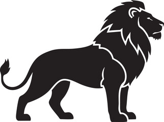 Fototapeta premium Silhouetted black lion in dynamic stance lion silhouette