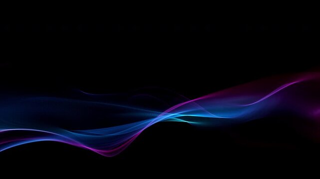 Abstract Colorful Glowing Wave on Black Background, Fluid Light Streaks Motion Animation with Alpha Channel, Seamless Loop 4K resolution