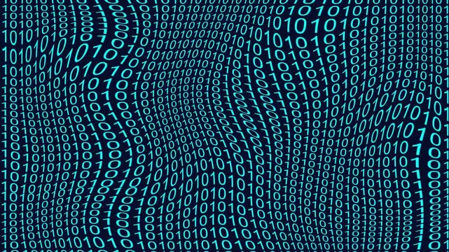 Abstract digital binary code data flow on dark blue background. Abstract digital binary code data flow animation for digital themes. Abstract digital binary code data flow .