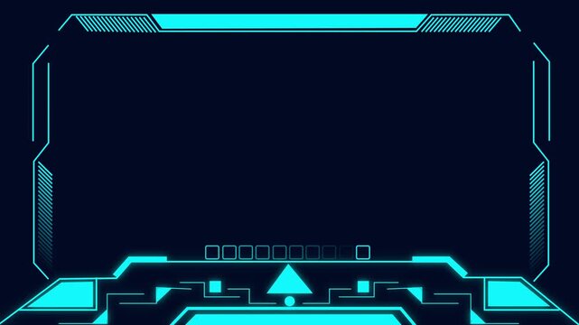 High-tech digital interface frame with glowing blue progress bar. High-tech digital interface frame animation for technology themes. High-tech digital interface frame visual for digital projects.