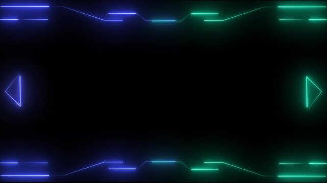 Abstract geometric shapes with glowing light trails on dark background. Abstract geometric shapes animation for futuristic concepts. Abstract geometric shapes visual for digital themes.